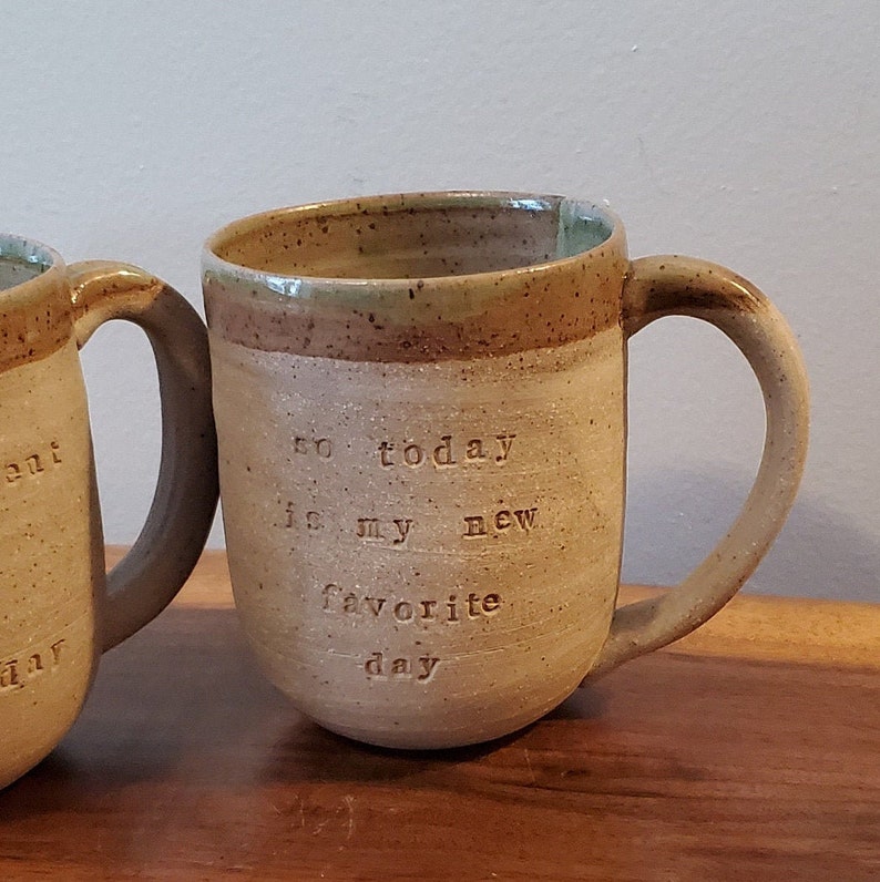 Custom Quote Mug Handmade Natural Clay Pottery Etsy