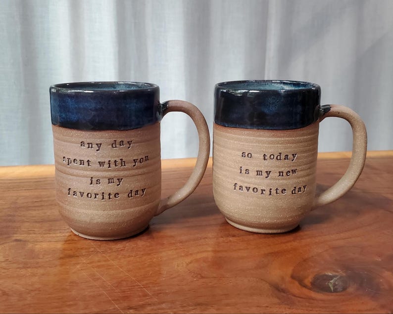 Custom Quote Mug: Handmade Natural Clay Pottery, Personalized with Your Words image 3