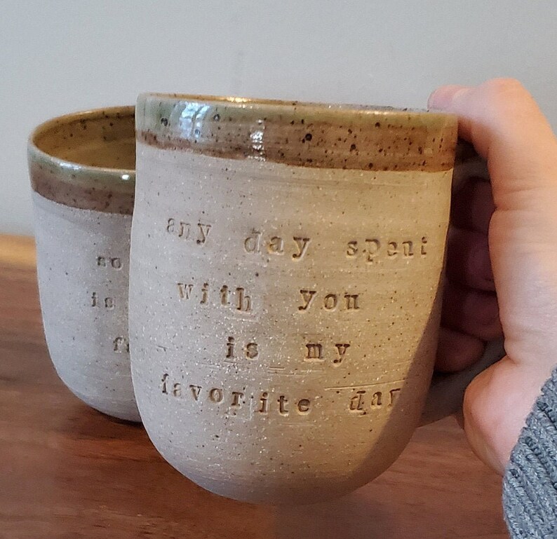 Custom Quote Mug Handmade Natural Clay Pottery Etsy