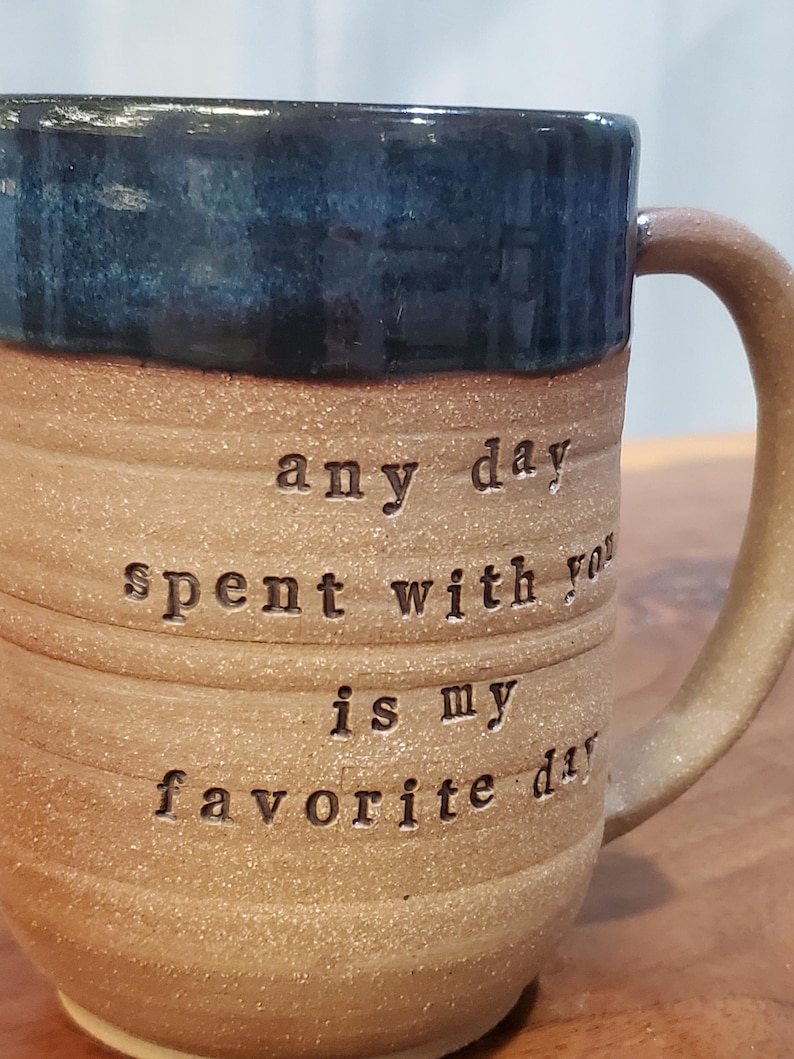 Custom Quote Mug: Handmade Natural Clay Pottery, Personalized with Your Words image 6
