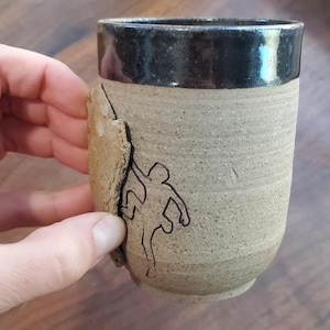 Rock Climbing Teacup- Handmade climbing gift with crimp grip handle