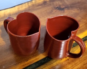 Heart Shaped Mug Set - Handmade Ceramic Pottery