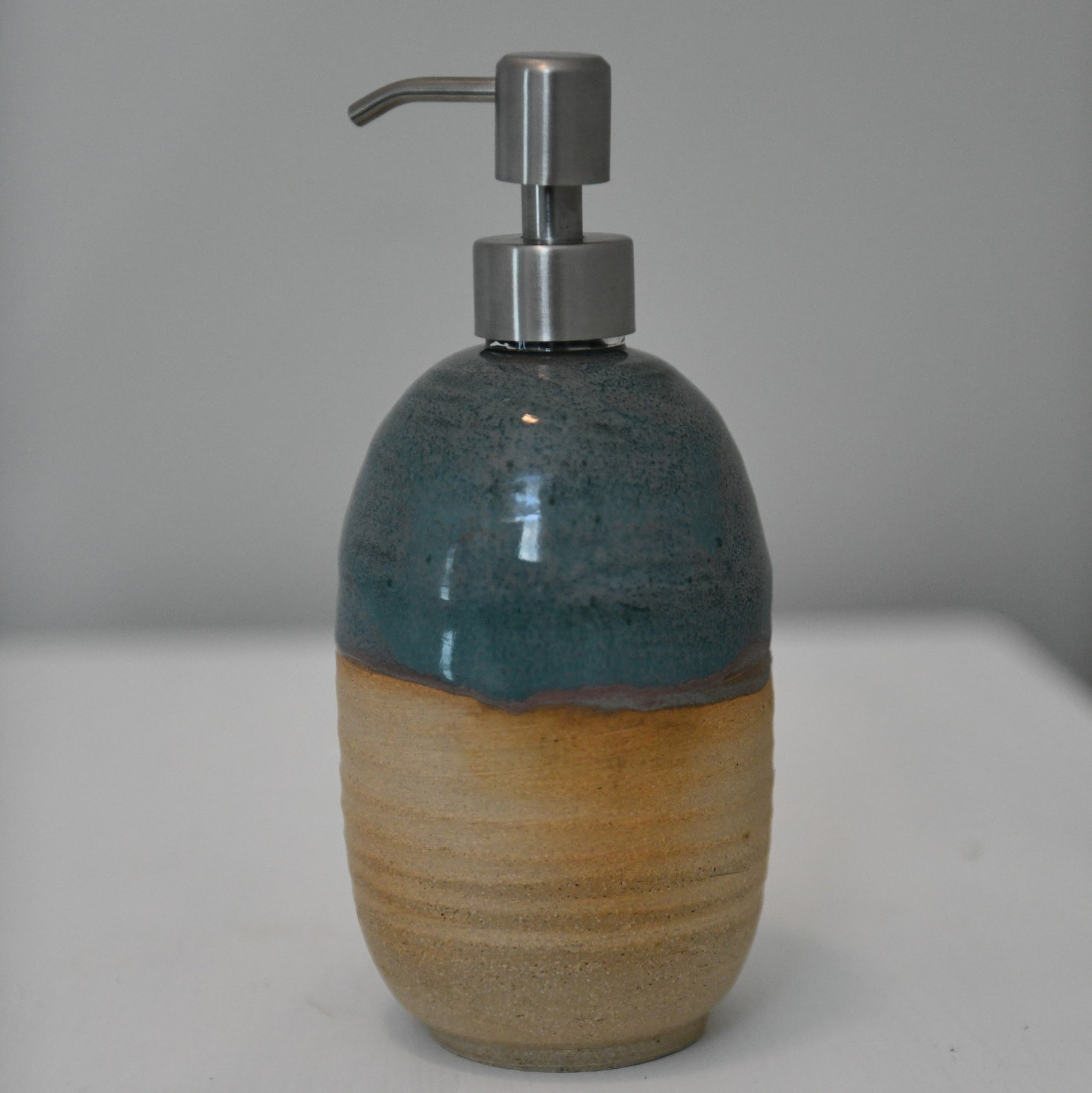 Ceramic Soap Dispenser Textured Natural Clay Etsy