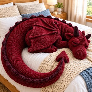 Schema per coperta all'uncinetto a forma di drago, sacco nanna fantasy, regalo accogliente per bambini (PDF)