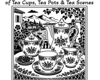 Monochrome Tea Party Coloring Book