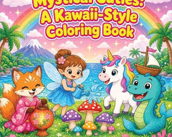 Mystical Cuties: A Kawaii-Style Coloring Book for Kids Featuring Cute Dragons, Unicorns, Mermaids, and Magical Friends