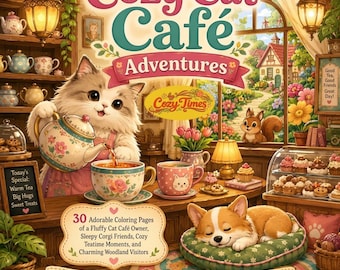 Cozy Cat Café Adventures Coloring Book