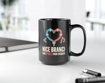 Nice Branch Programmer Mug, Pull Request Joke Coffee Cup, Funny Git Developer Gift, Software Engineer Mug, Coding Humor