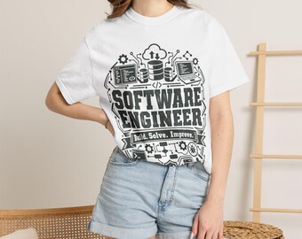 T-shirt graphique pour ingénieur logiciel | Concevoir, résoudre, améliorer