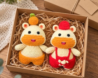 Handgehäkelte, niedliche Bärenpuppe, personalisiertes Schreibtisch-Plüschtier, lustiges Kawaii-Kuh-Plüschtier, handgefertigtes Amigurumi-Geschenk für die beste Freundin