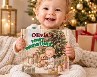 Personalized Baby's First Christmas Book, Custom Name Story Gift for Baby, Newborn Holiday Keepsake, Christmas Gift for Baby