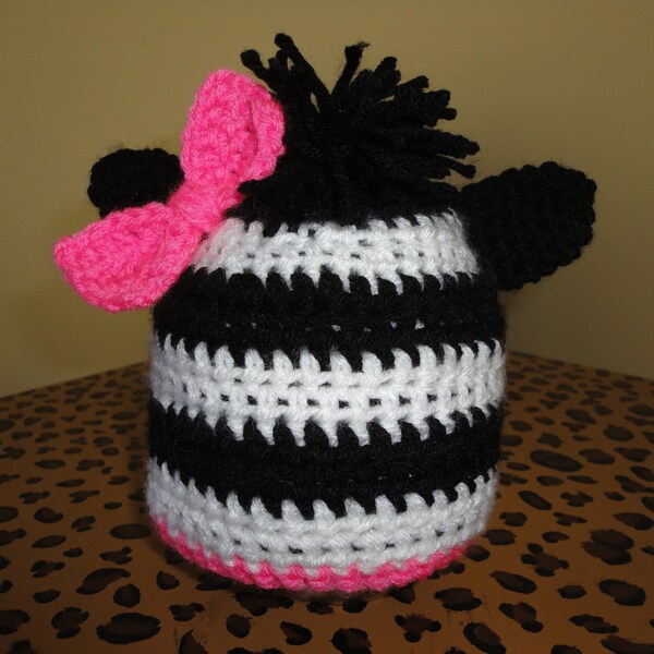Zebra ragazza bambino cappello - neonato - nero, bianco, rosa Neon