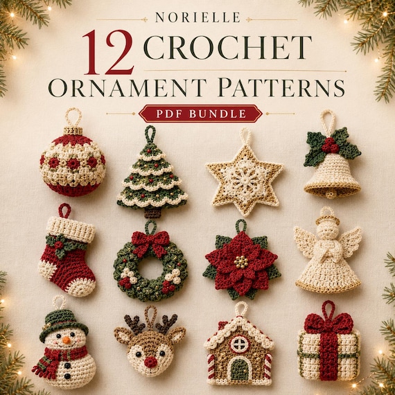 12 Christmas Crochet Ornament Patterns: Heirloom Holiday Decor PDF Bundle