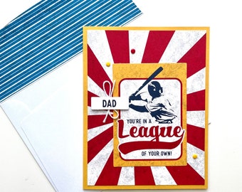 Baseball Themed Handmade Greeting Card - Dad