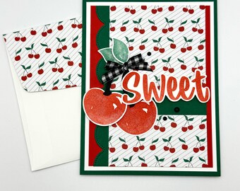 Sweet Cherries Handmade Greeting Card