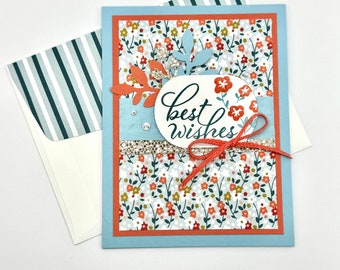 Best Wishes Floral Handmade Greeting Card