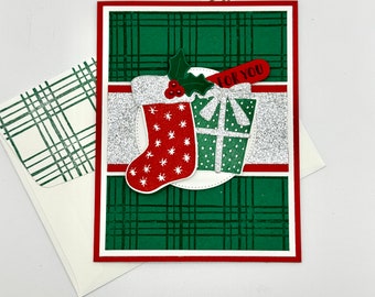 Christmas Stocking & Present Handmade Greeting Card