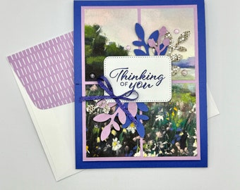 Thinking of You Floral Landscape Handmade Greeting Card