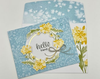 Hello Friend Dandelion Handmade Greeting Card
