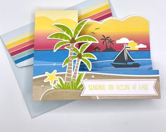 Ocean Sunset Handmade Greeting Card