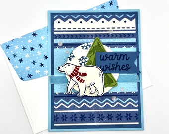 Polar Bear Warm Wishes Handmade Greeting Card
