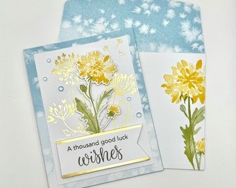 Good Luck Wishes Dandelion Handmade Greeting Card