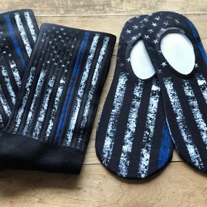 Police Blue His & Hers Socks | Crew Socks | No-Show Socks | Police | Police Officer | Black and Blue | Couples Gift | Stocking Stuffer