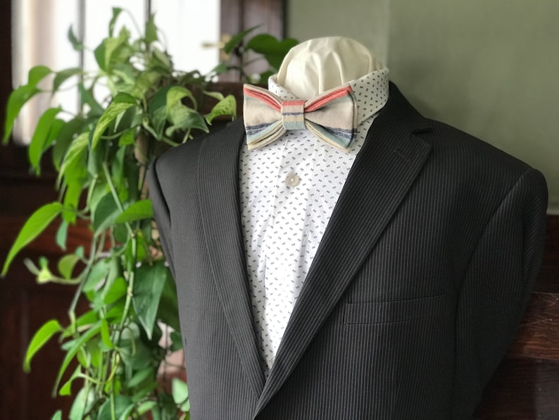 Muted Colors| Fall Wedding Handmade Gents Bow Tie Striped Simply Me \u2022 Gentlemen Adjustable Bow Tie