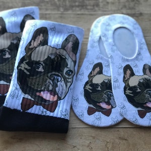 French Bulldog His & Hers Socks | French Bulldog | Couples Gift | White/Brown/Black | Gift Set | Birthday | Anniversary | Stocking Stuffer