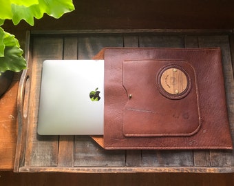 Bison Leather Laptop Sleeve with Front Pocket | Bison Leather | Laptop Sleeve | Gift for Her | Gift for Him | Anniversary Gift | Birthday