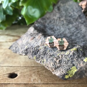 Cactus Stud Earrings | Cactus | Red Oak | Green | Jewelry | Gift for Her | Birthday | Mother&#39;s Day | Stocking Stuffer | Hypoallergenic