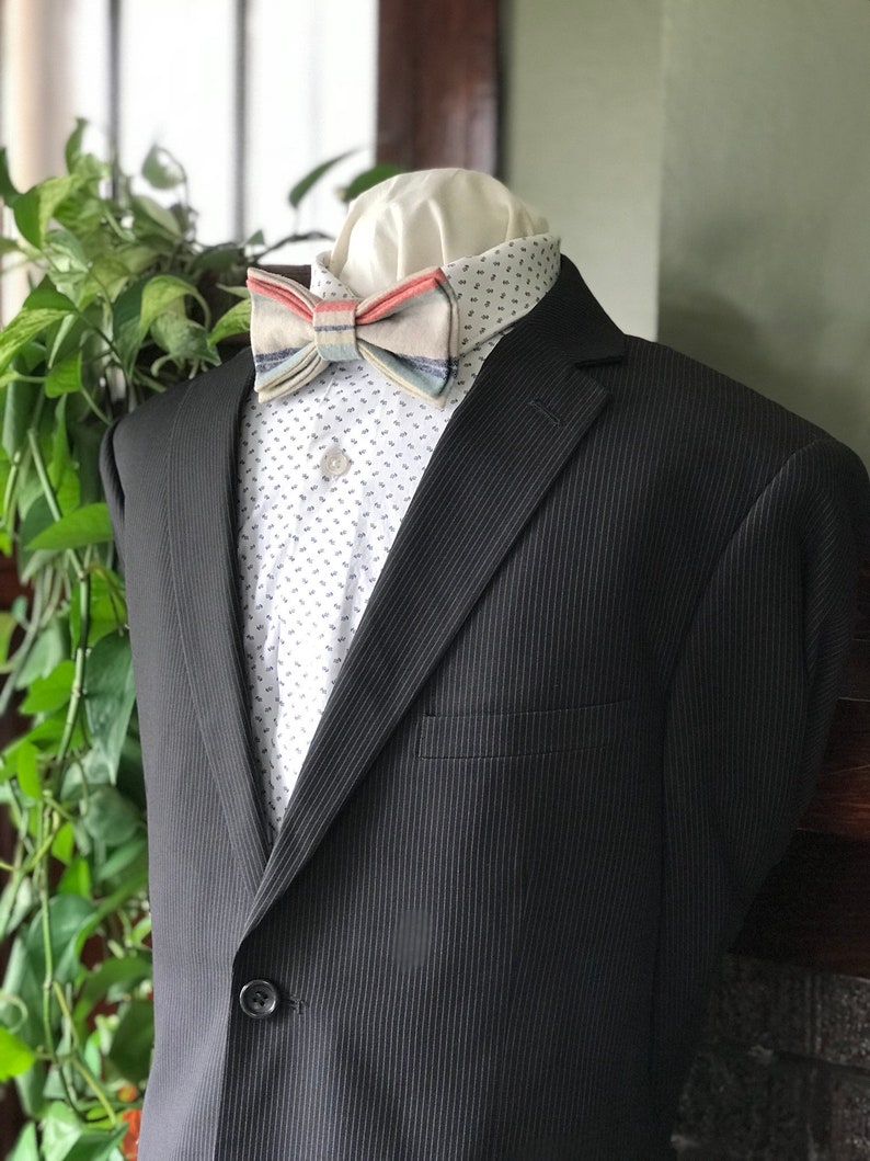 Muted Colors| Fall Wedding Handmade Gents Bow Tie Striped Simply Me \u2022 Gentlemen Adjustable Bow Tie