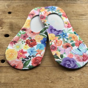 Watercolor Floral No-Show Socks | No-Show Socks | Floral | Rainbow Colors | Gift for Her | Mother's Day | Birthday | Stocking Stuffer