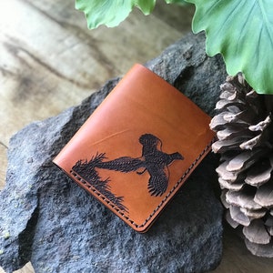 Pheasant Bifold Wallet Real Leather Leather Wallet Pheasant Gift for Him Anniversary Birthday Father's Day Stocking Stuffer image 2
