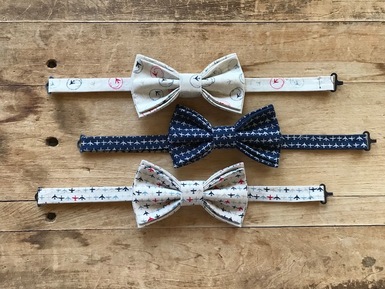 RedWhiteBlueBeige Father\u2019s Day Wedding AviationPlanes Handmade Set of Three Simply Me \u2022 Gentlemen Adjustable Bow Tie Set