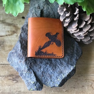 Pheasant Bifold Wallet Real Leather Leather Wallet Pheasant Gift for Him Anniversary Birthday Father's Day Stocking Stuffer image 1