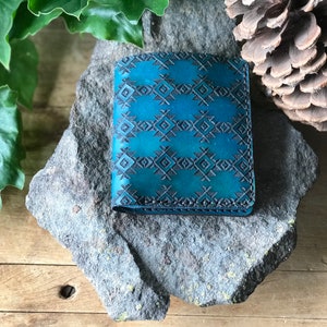 Navajo Bifold Leather Wallet / Real Leather / Leather Wallet / Turquesa / Regalo para Él / Aniversario / Regalo para Él / Día del Padre