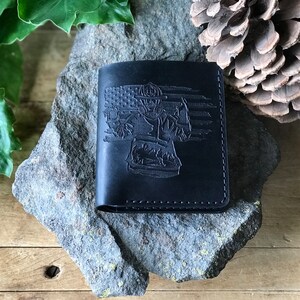 Cartera Bifold de Bombero / Cuero Real / Cartera de Cuero / Negro / Regalo para Él / Aniversario / Cumpleaños / Día del Padre / Relleno de Medias