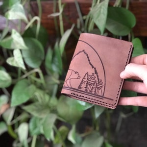 Cartera plegable de cuero de oso pardo / Oso pardo / Cartera de cuero / Cuero / Día del Padre / Aniversario / Cumpleaños / Relleno de medias / Marrón imagen 8