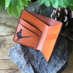 Pheasant Bifold Wallet Real Leather Leather Wallet Pheasant Gift for Him Anniversary Birthday Father's Day Stocking Stuffer image 5