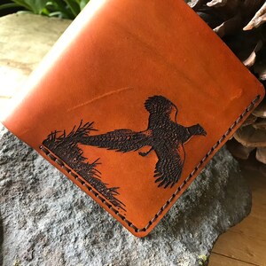 Pheasant Bifold Wallet Real Leather Leather Wallet Pheasant Gift for Him Anniversary Birthday Father's Day Stocking Stuffer image 4