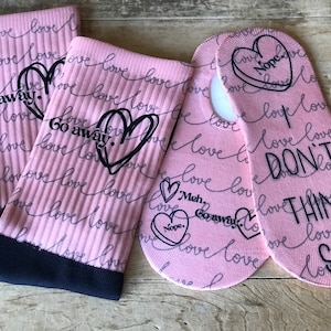 Anti Valentine His & Hers Socks | Anti Valentine | Valentine&#39;s Day | Valentine Socks | Couples Gift | His and Hers | Pink and Black | Gift