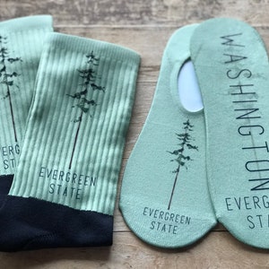 Evergreen State, Washington His & Hers Socks | Evergreen | Green | Washington | Couples Gift | Wedding Gift | Gift Set | Stocking Stuffer
