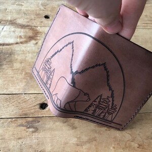 Cartera plegable de cuero de oso pardo / Oso pardo / Cartera de cuero / Cuero / Día del Padre / Aniversario / Cumpleaños / Relleno de medias / Marrón imagen 6