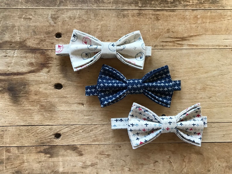 RedWhiteBlueBeige Father\u2019s Day Wedding AviationPlanes Handmade Set of Three Simply Me \u2022 Gentlemen Adjustable Bow Tie Set