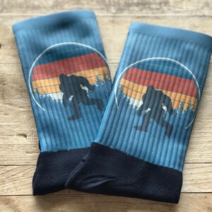 Bigfoot Crew Socks | Bigfoot | Crew Socks | Grey Blue/Grey/Yellow | Birthday | Father's Day | Gift for Him | Anniversary | Stocking Stuffer