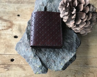 Cartera de piel con calavera y huesos cruzados / Caoba / Calavera y huesos cruzados / Cartera / Cuero / Cartera de hombre / Aniversario / Regalo / Cumpleaños