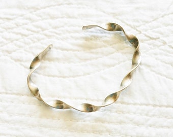 Vintage Bohemian Sterling Silver Twist Design Cuff Style Bracelet, Olives and Doves