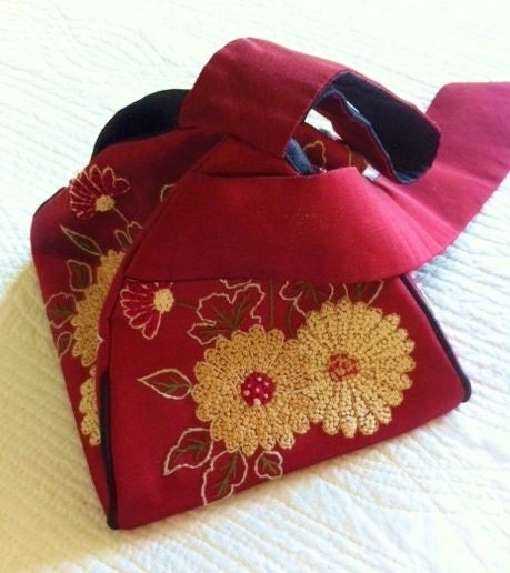 Vintage Asian Inspired Pomegranate Red French Knot Floral - Etsy