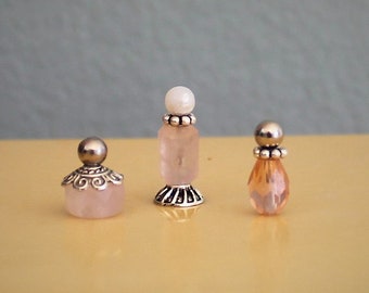 Tiny Pink Perfume Bottles, 1:12 scale, 1/12, dollhouse, doll house, mini, miniature, vanity, dresser set